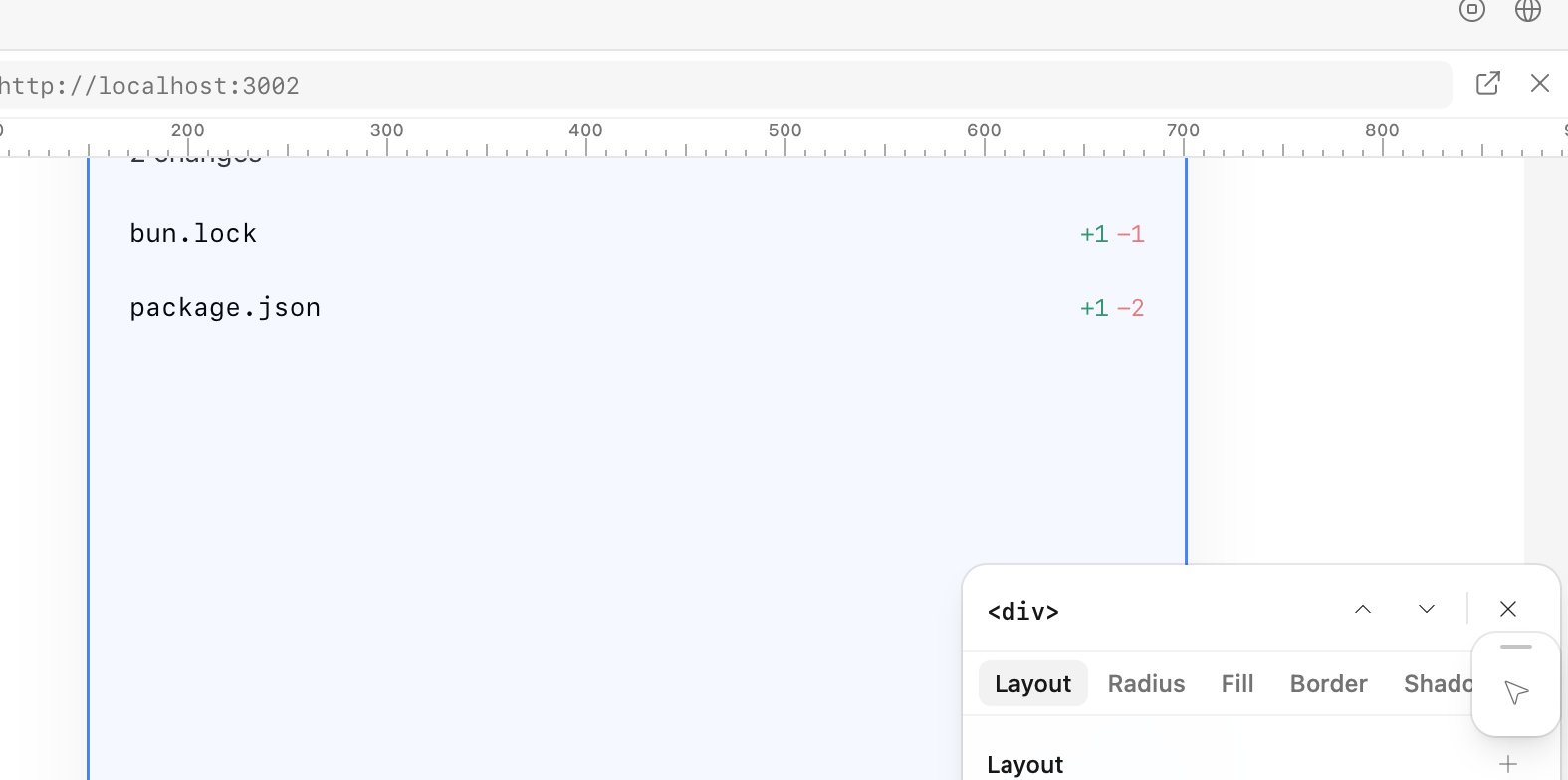 Handmade inspecting a live element — layout inspector on production UI
